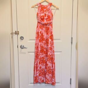 EUC Anthropologie Abel the Label XS Pink and Orange Floral Maxi Dress